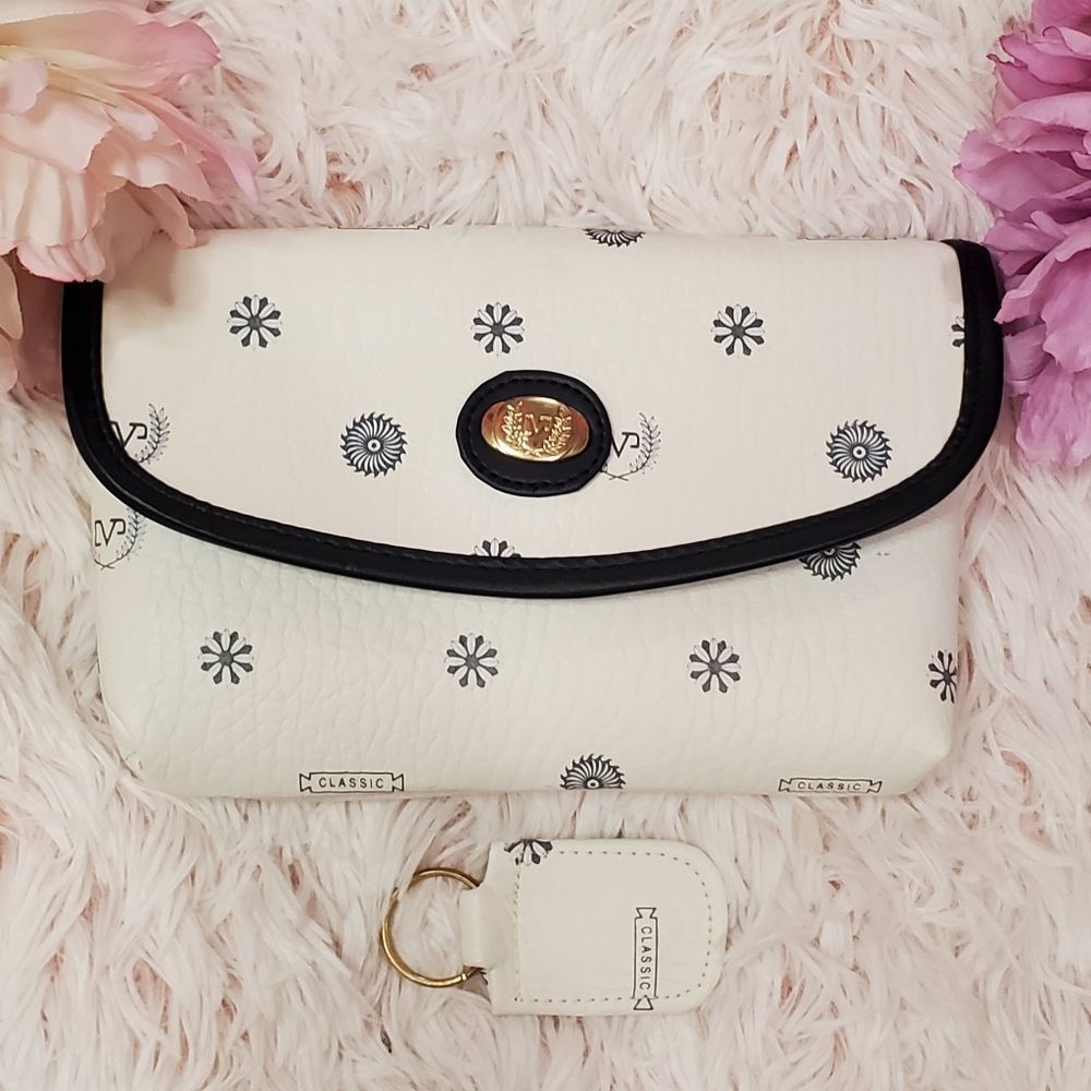 Vintage CVP Floral Nautical Wallet Purse and Matching Bag tag